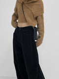 Hidden corduroy long wide pants