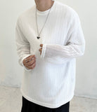 Texture See-through Knit Long-Sleeved T-Shirt