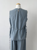 [SET] Stitch Denim Vest Pants Set