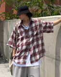 Mix Dirty Check Half Shirt