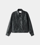 Leather trucker jacket