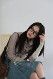 Eyelet string denim skirt