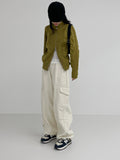 Cable wool two-way zip-up cardigan
