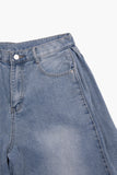 Side fold bermuda denim pants