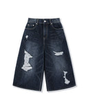 Damage Crop Bermuda Denim
