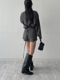 Powder Two-Way Belted Loose-Fit Shirt