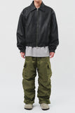 Glossy Shirring Cargo Pants