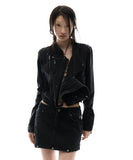 Button Denim Mini Skirt