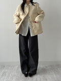 Curved Semi-Wide Cotton Pants