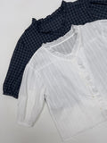 Frill V-neck Three Quarter Blouse