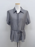 Chief Strap Pintuck See-through Short Sleeve Shirt