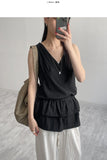 Mori Frill Layered Sleeveless One-Piece Dress