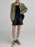 [unisex] Cut suede overfit blouson