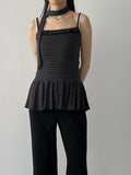 [Tie SET] Stripe frill sleeveless
