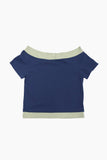 Layered off-shoulder T-shirt
