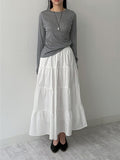 Aco Tiered Flare Long Skirt
