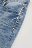 Stud embo denim pants