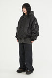 Incision snap cover wide denim pants