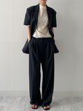 Pleated Mock Neck Cap Sleeve Blouse