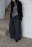 Roll-up button wide pants