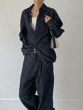 [Setup Available/Unisex] Colin Pintuck Overfit Denim Shirt Jacket