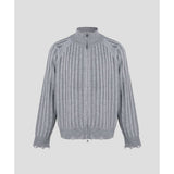 Damaged knit zip-up