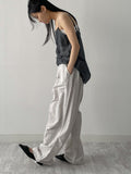 Sheer stripe parachute pants