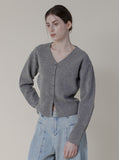 [Premium] Cashmere Y-Neck Crop Cardigan