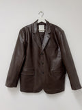 [unisex] Crack Single Leather Over Fit Jacket