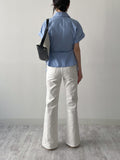 [short-sleeve ver] Ribbon Poplin Loose Fit Shirt