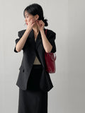 Kanna Linen 3 Button Overfit Half Jacket