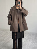Lape Belted Half Leather Coat