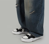 Length balloon denim jeans