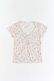 Flower Sheer Button T-shirt
