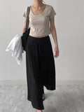 Wrinkle Flare Long Skirt
