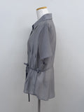 Chief Strap Pintuck See-through Short Sleeve Shirt