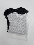 [Short sleeve ver.] Floral Lace See-through T-Shirt