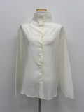 Dent High Neck Tencel See-Through Blouse