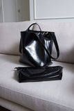 glossy bucket bag