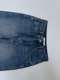 Slit semi-bootcut denim pants