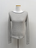Punching Stripe Boat Neck T-Shirt