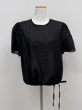 String See-through Short Sleeve Crop Blouse