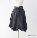 Reneck denim unbalance skirt