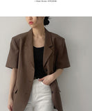 Kanna Linen 3 Button Overfit Half Jacket