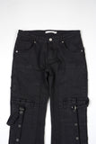 Buckle dyeing slim denim pants