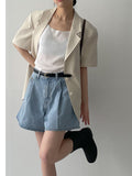 Culotte Wide Denim Shorts