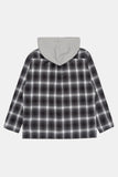 Wool sleeve snap flannel hood shirt