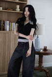 Heli color matching collar short sleeve tee