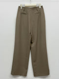 Marron Belted Two-Tuck Wide Slacks