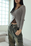 Washed fold cargo denim